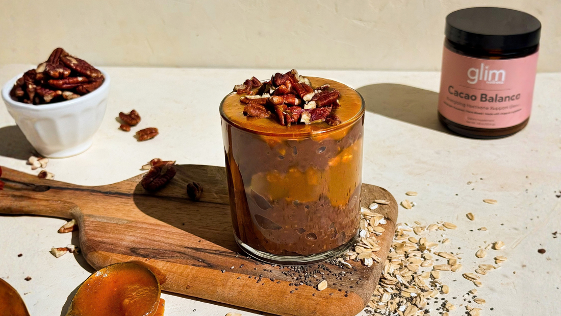 Chocolate Overnight Oats with Pumpkin Caramel